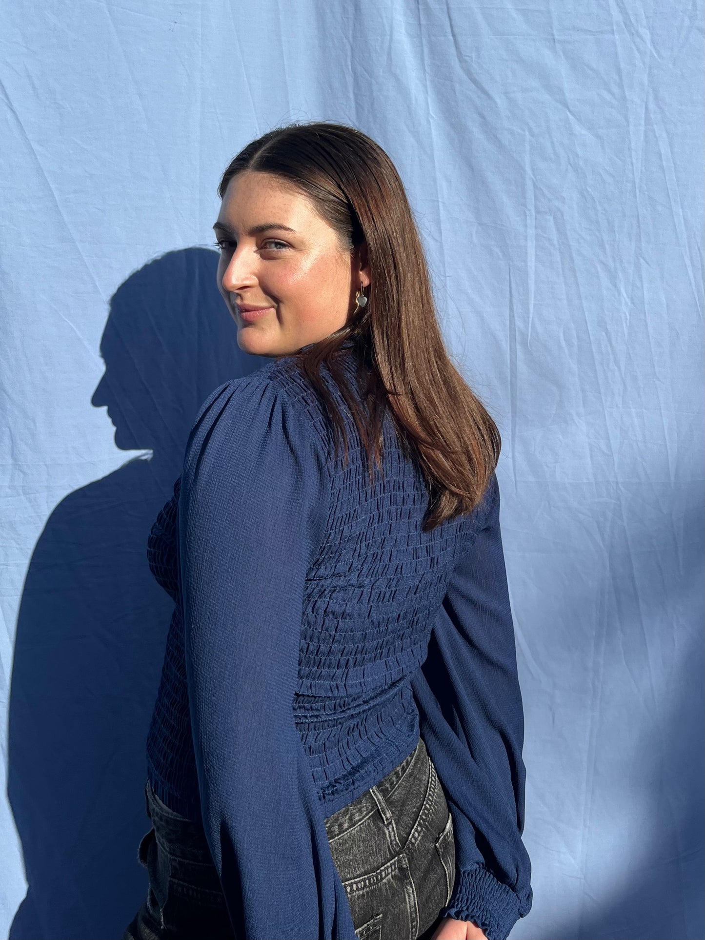 Blue Long-Sleeve Blouse | Size 12