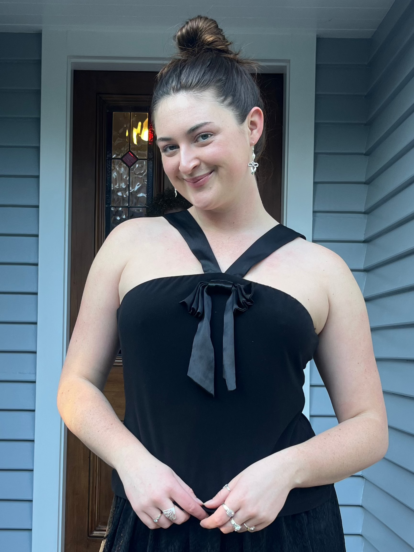 Black Halter Top With a Bow | Size 14-16