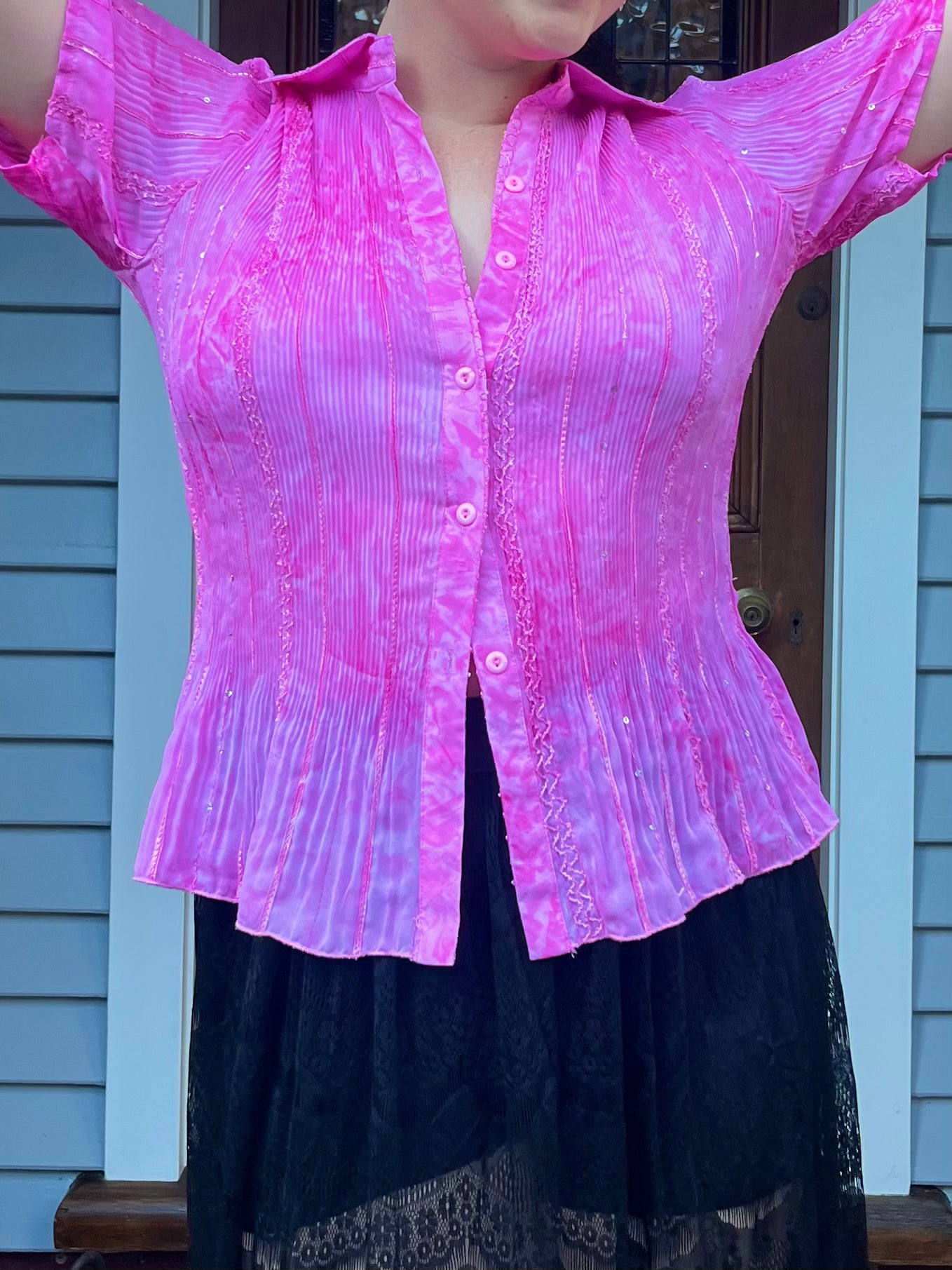 Sparkly Pink Button Up | OSFM