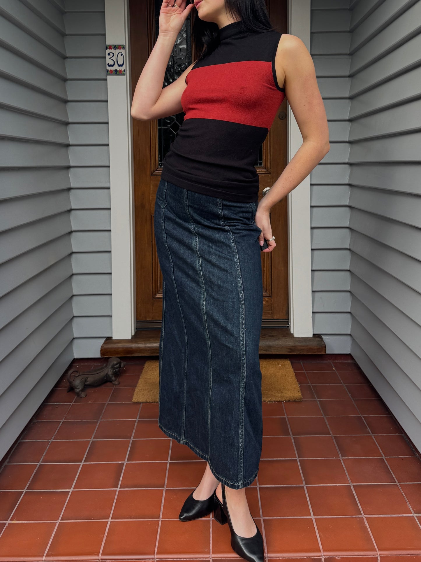 Denim Maxi Skirt | Size 6-8