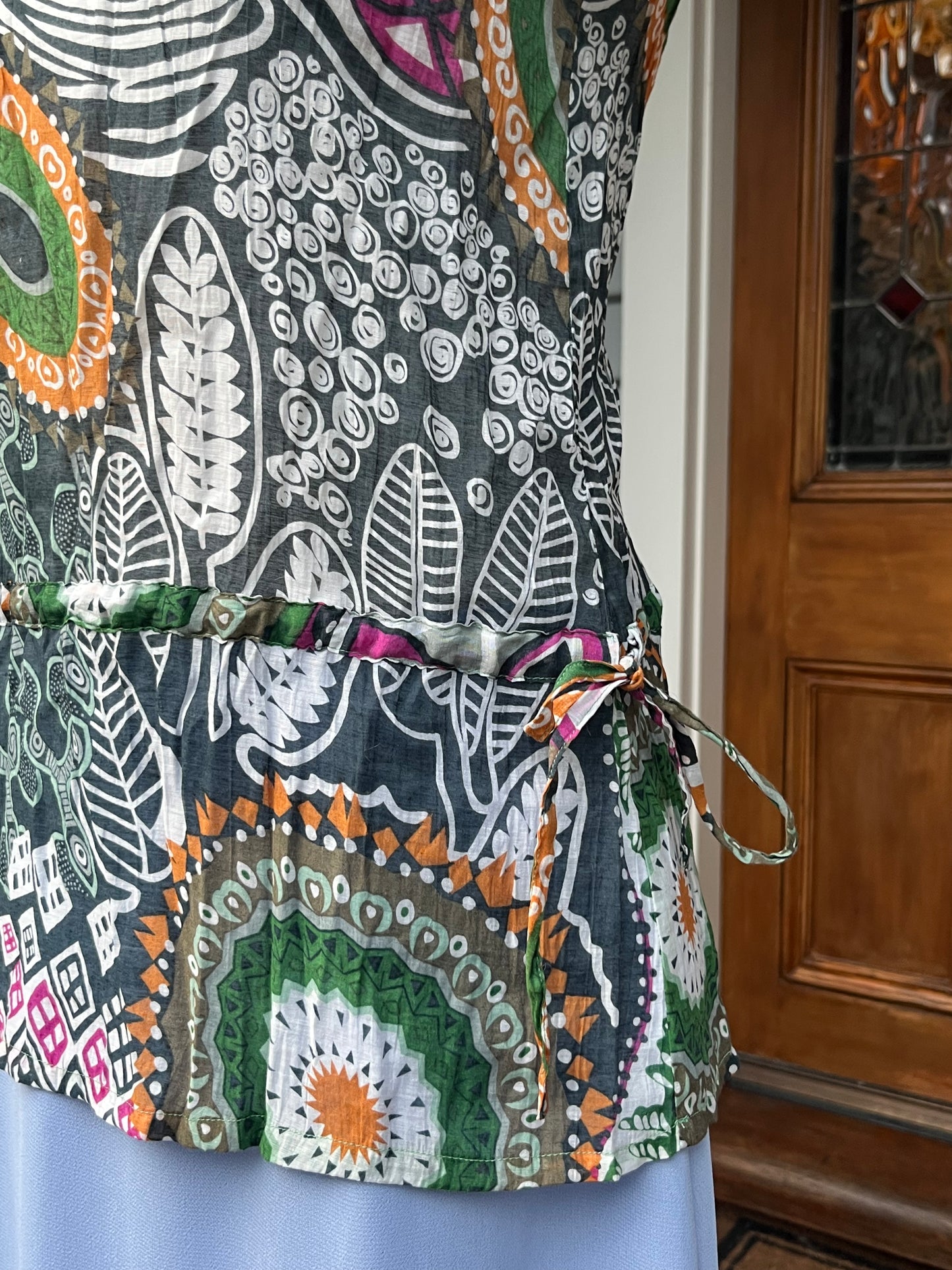 High Neck Patterned Blouse | Size M
