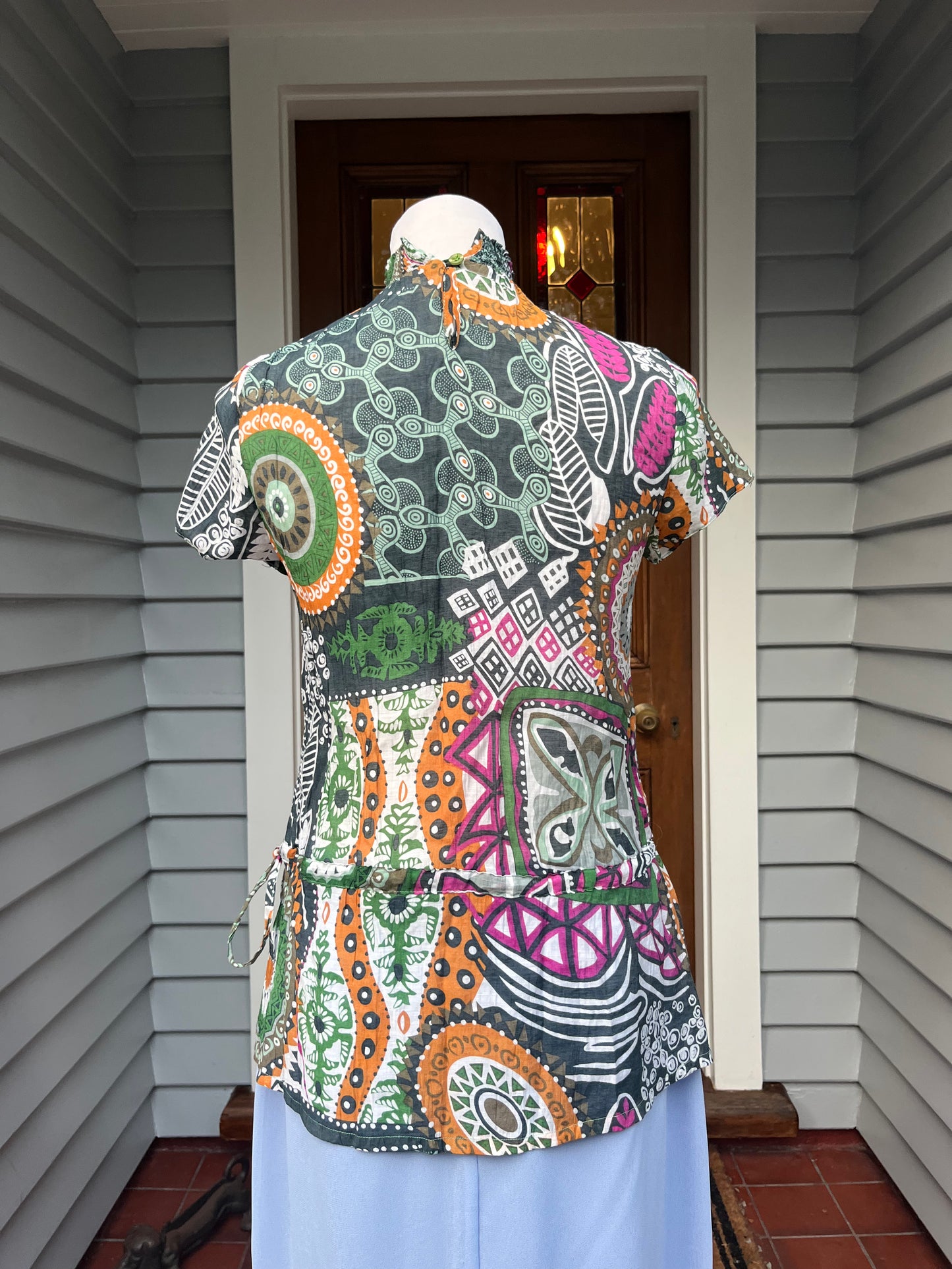 High Neck Patterned Blouse | Size M