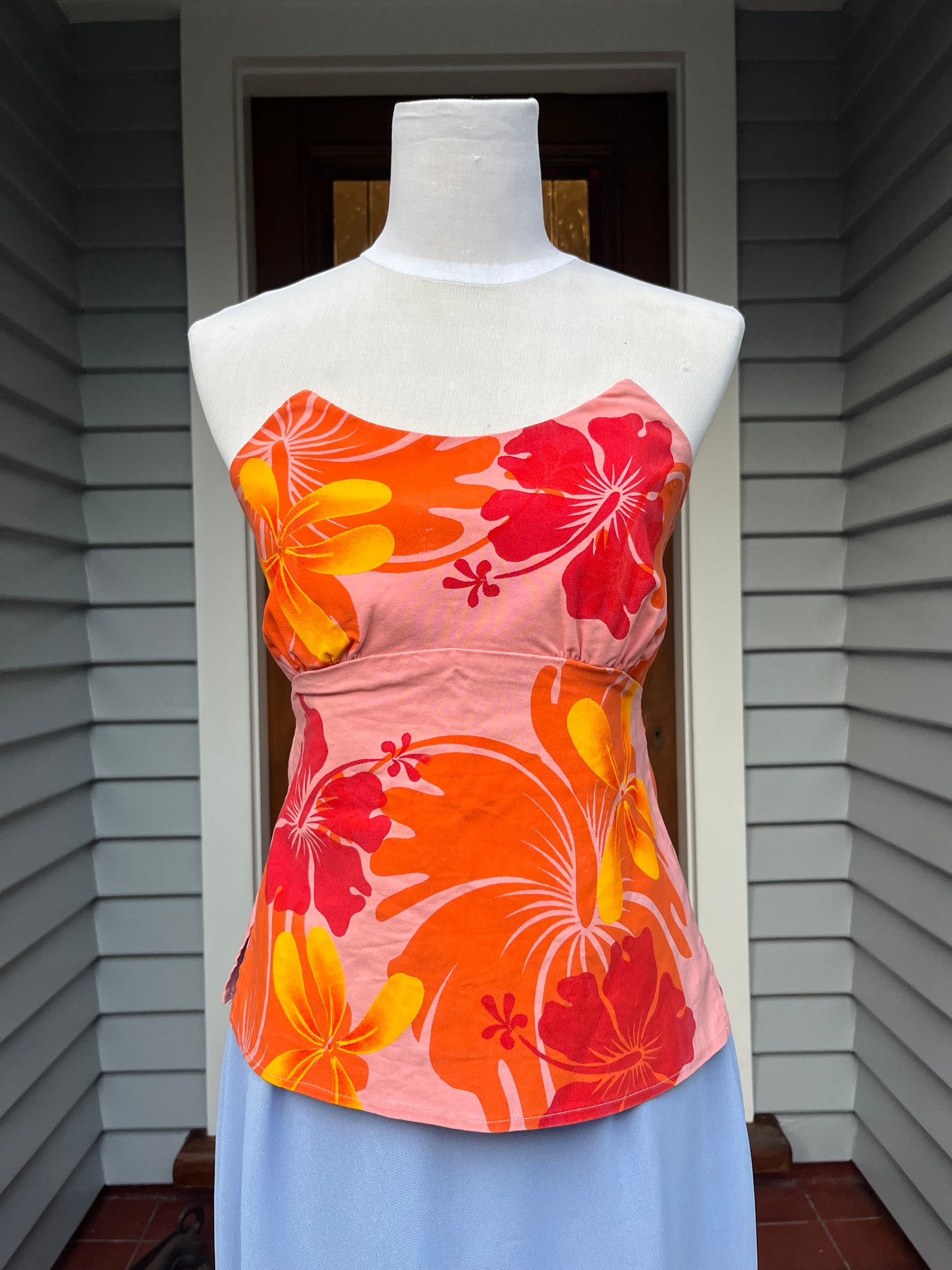 Colourful Floral Strapless top | Size 10