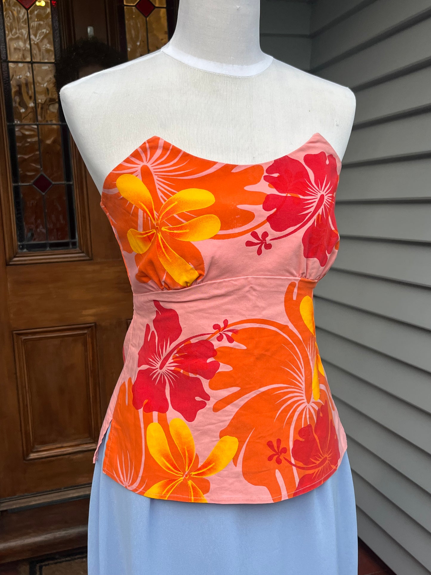 Colourful Floral Strapless top | Size 10
