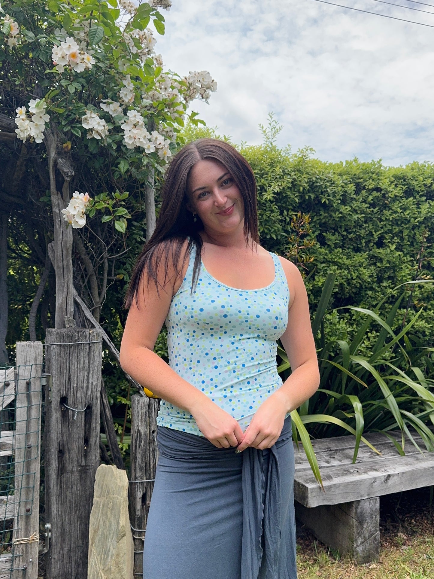 Blue Polka Dot Top | Size L