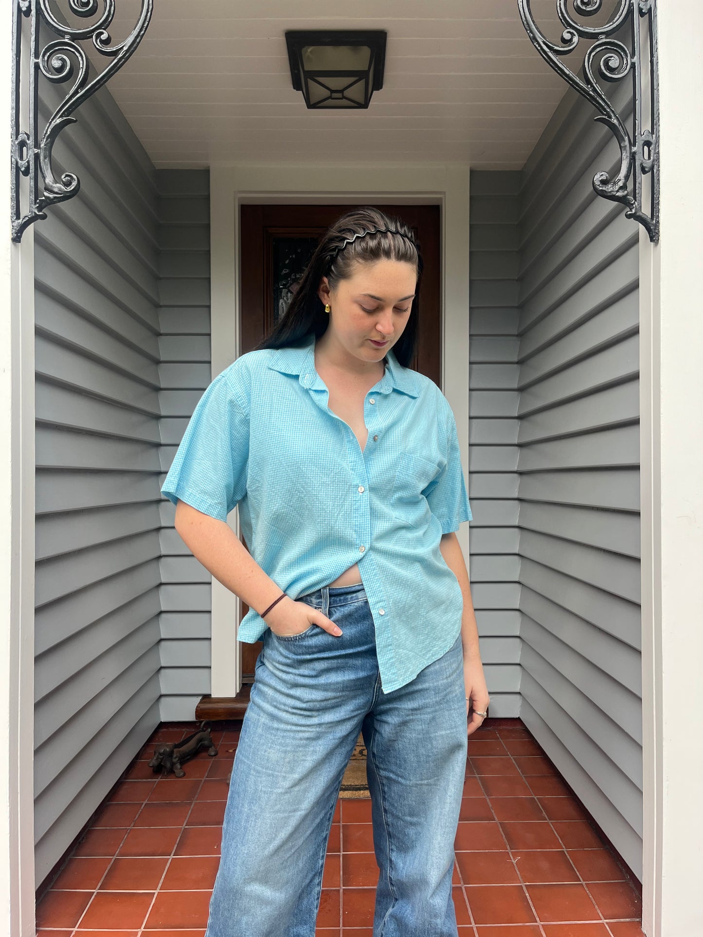 Blue Checkered Shirt | Size 16