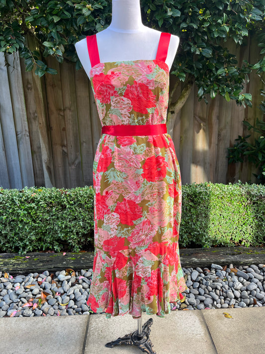 Andrea Moore Floral Midi Dress | Size 12