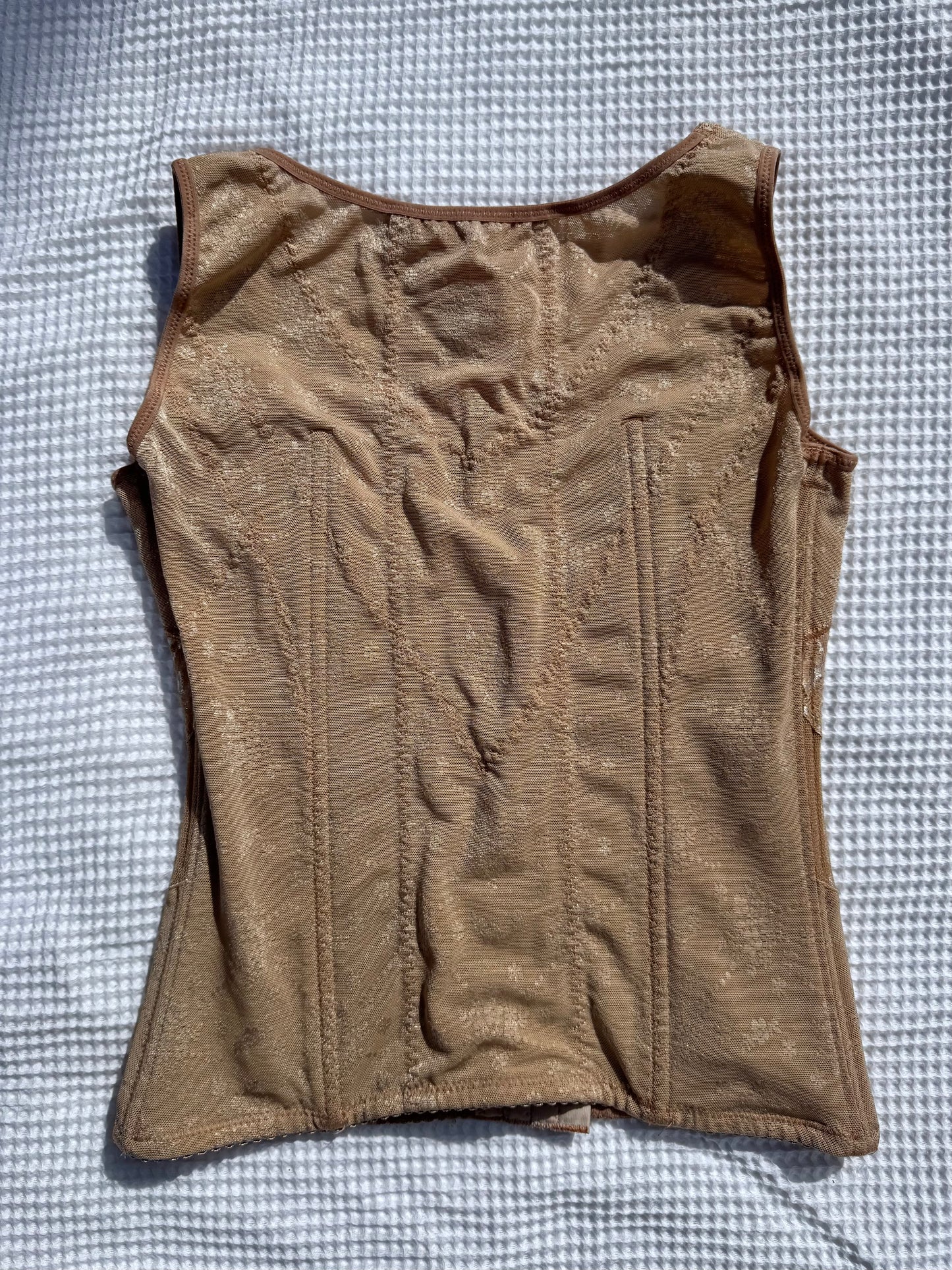 Beautiful Nude/Gold Lace Corset | Size 4-6