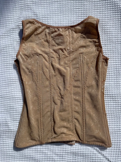 Beautiful Nude/Gold Lace Corset | Size 4-6