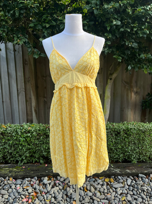 Vintage Rip Curl Yellow Mini Dress | Size 8-10