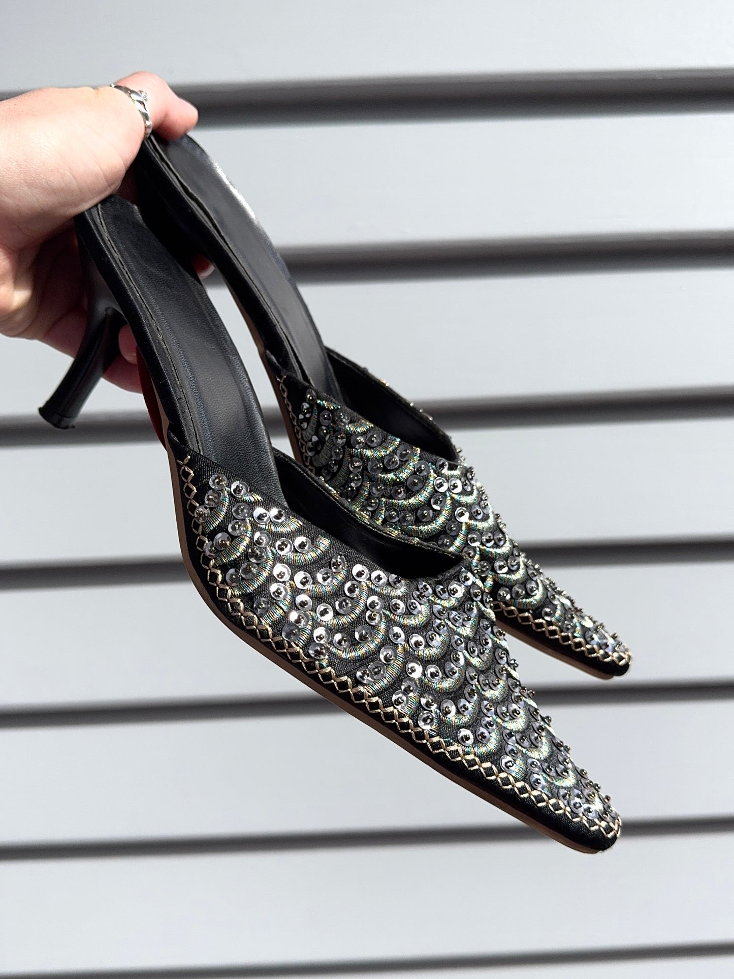 Beaded Kitten Heels | Size 39