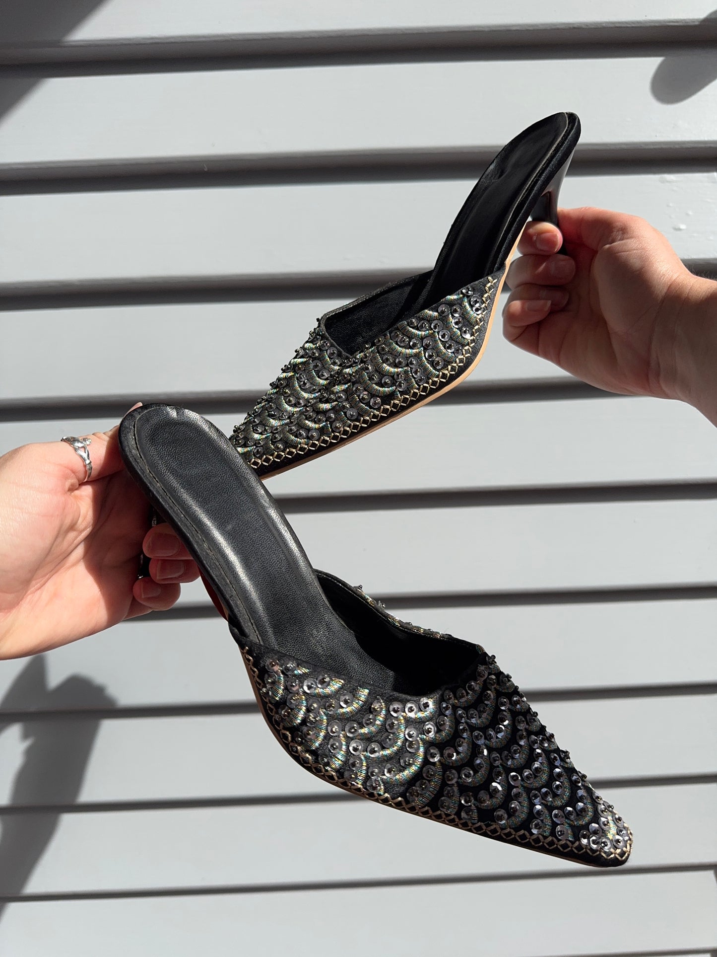 Beaded Kitten Heels | Size 39