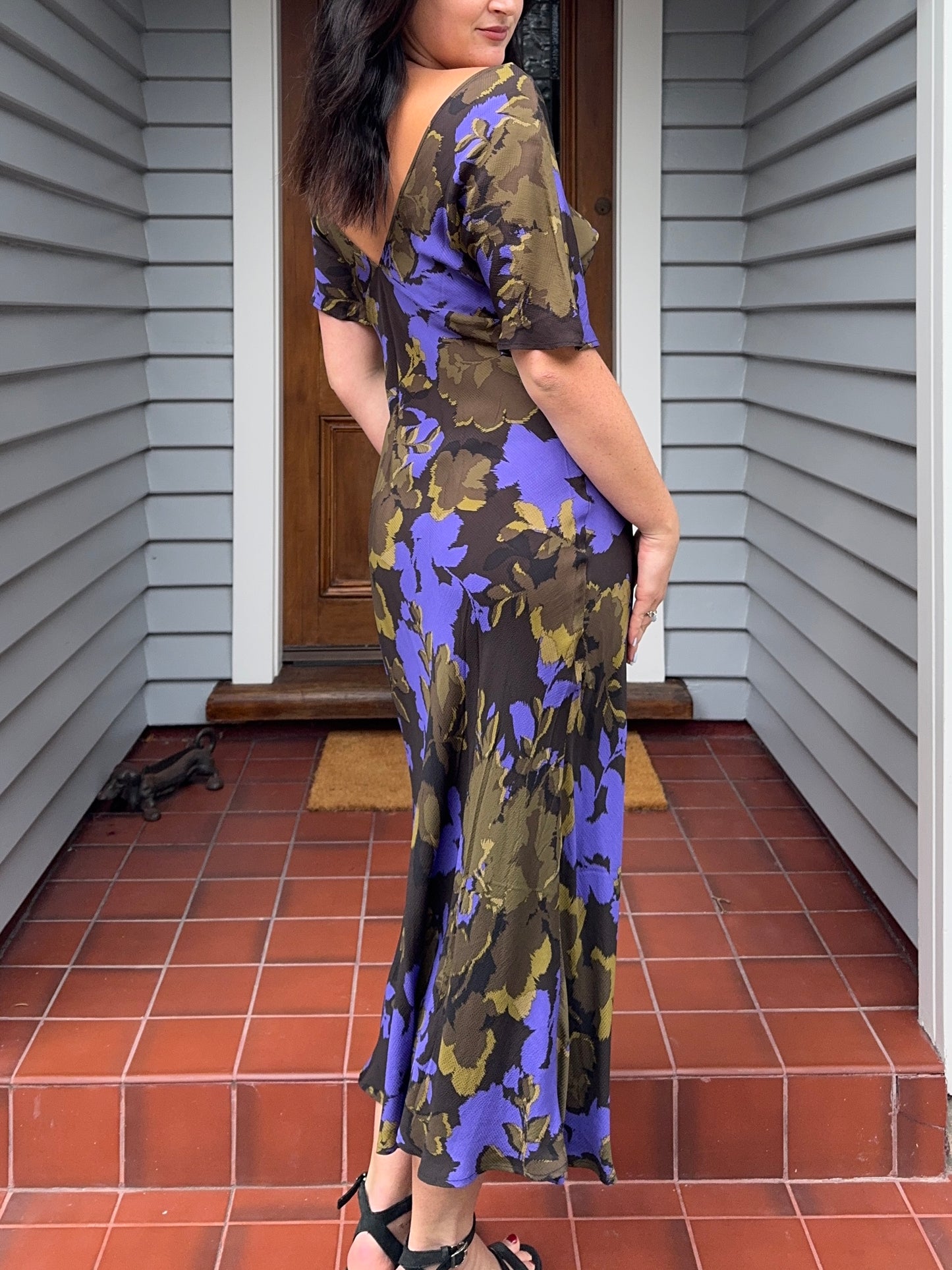 Silky Patterned Maxi Dress | Size 12