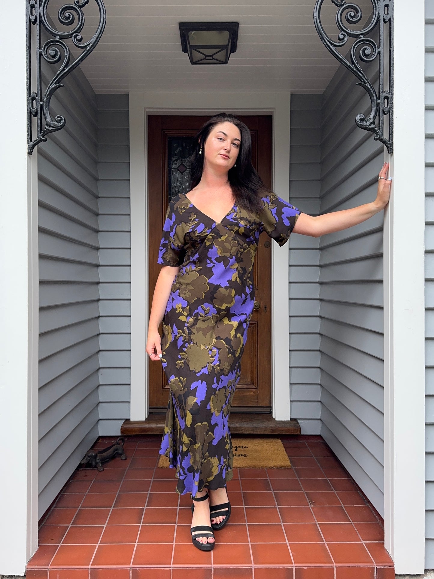 Silky Patterned Maxi Dress | Size 12