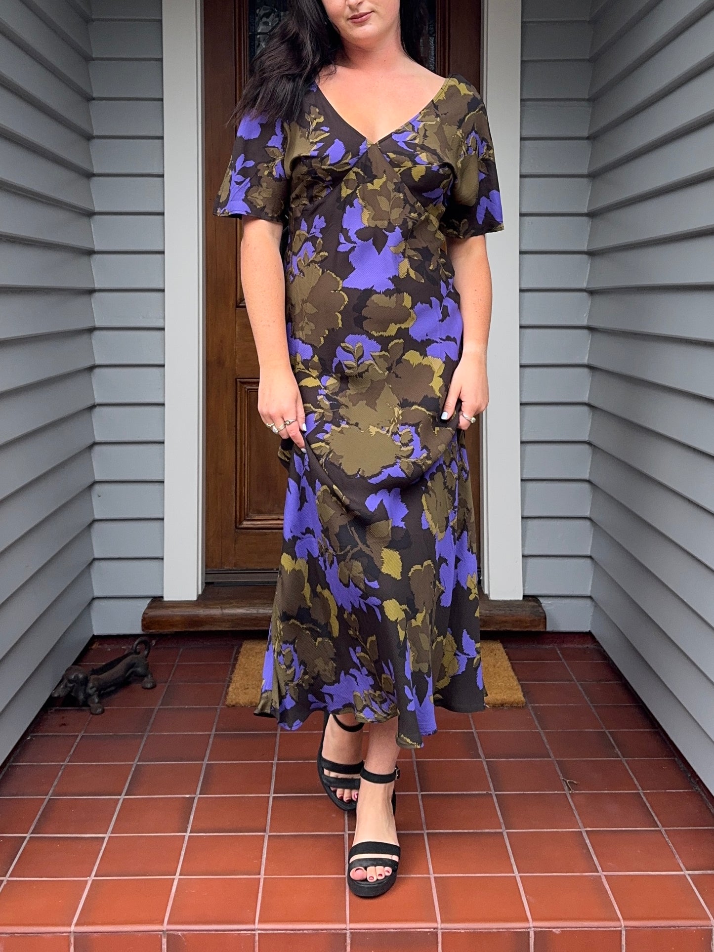 Silky Patterned Maxi Dress | Size 12