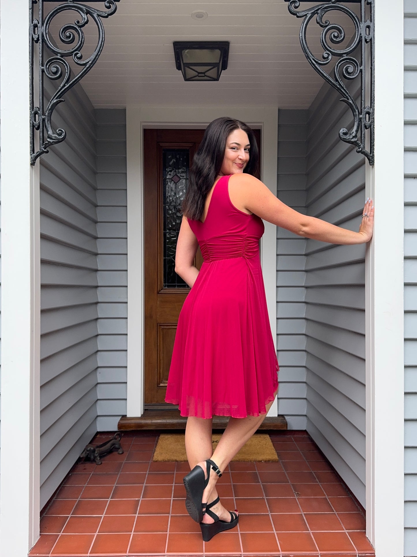 Pink Floaty Midi Dress | Size Small