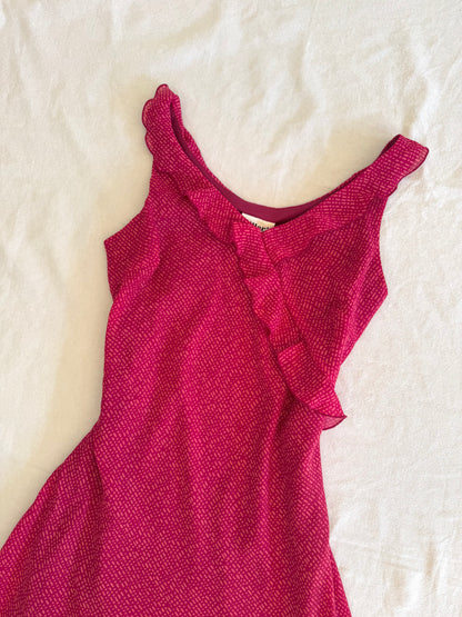 Pink Polka Dot Midi Dress | Size 12
