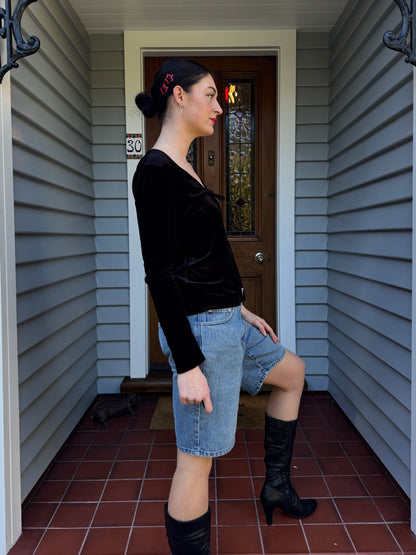 Vintage Velvet Tie-Up Blouse | Size L