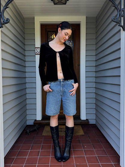 Vintage Velvet Tie-Up Blouse | Size L