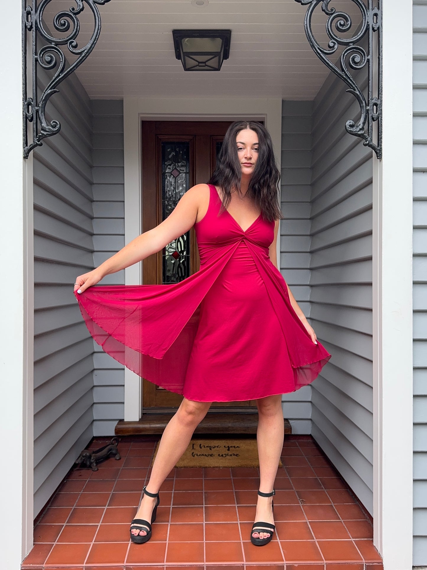 Pink Floaty Midi Dress | Size Small