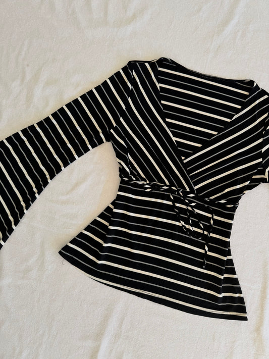 Striped Tie-Up Blouse | Size 10-12
