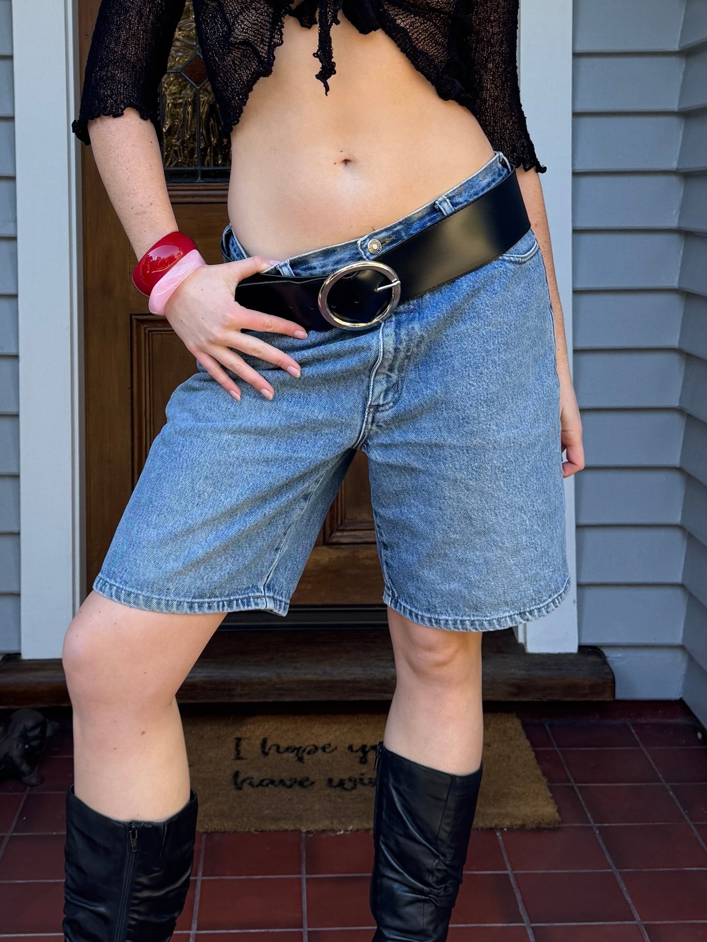 Vintage Black Belt | Size 12-14