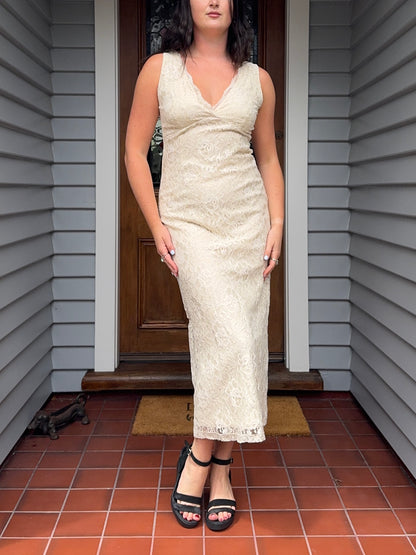 Creme Lace Maxi Dress | Size 12