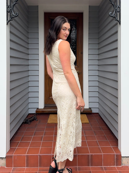 Creme Lace Maxi Dress | Size 12