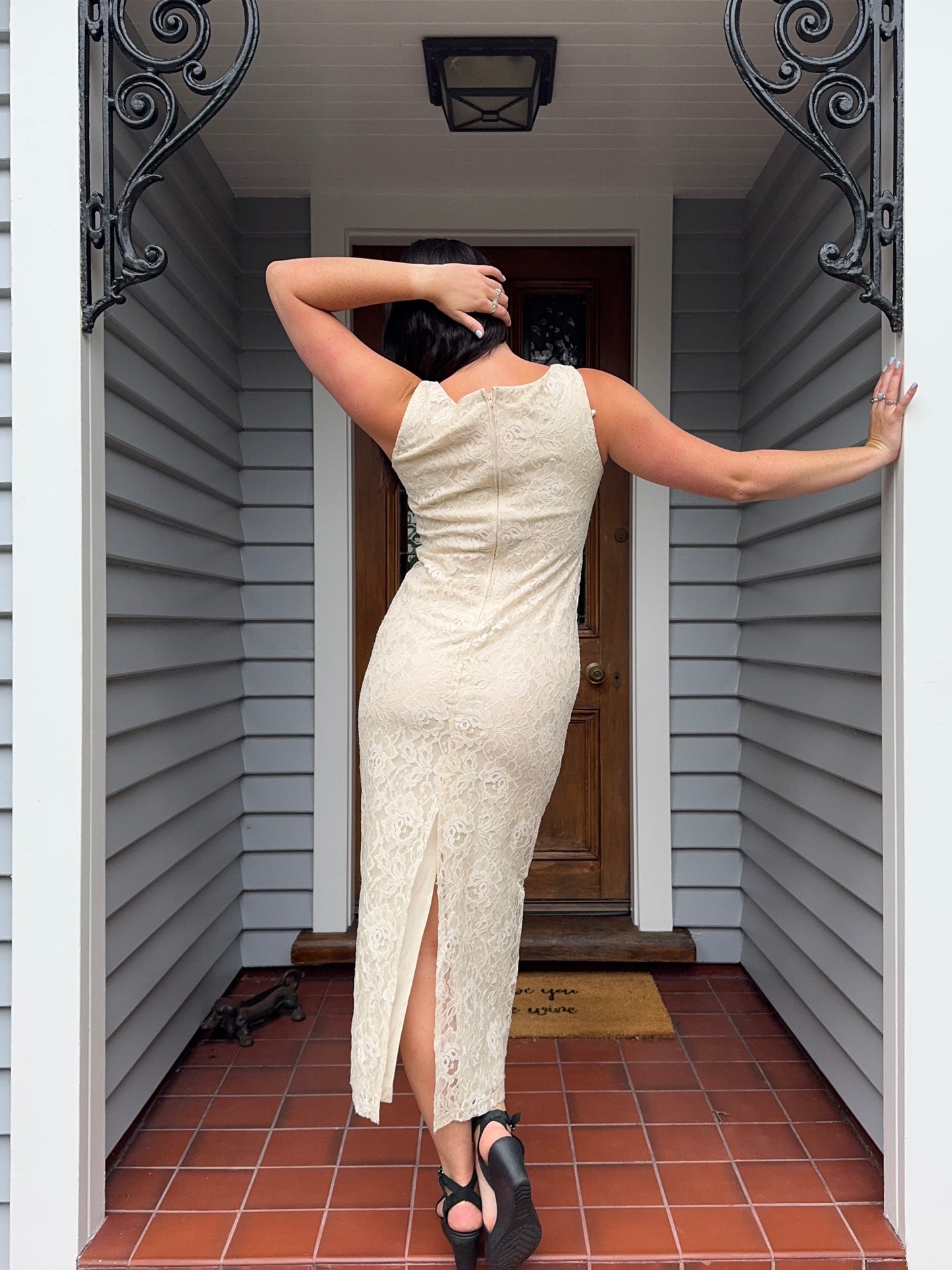 Creme Lace Maxi Dress | Size 12