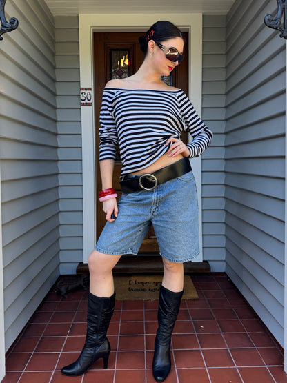 Wide Neck Striped Top | Size XL