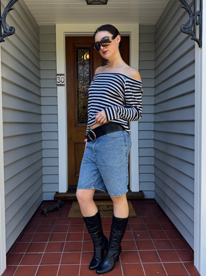 Wide Neck Striped Top | Size XL