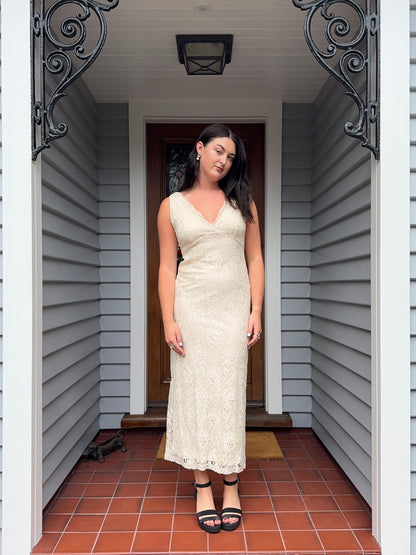 Creme Lace Maxi Dress | Size 12