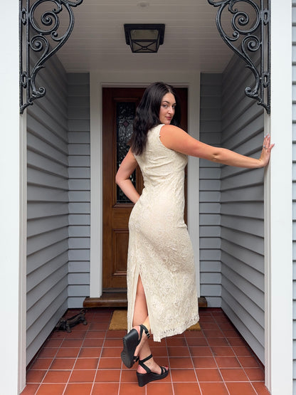 Creme Lace Maxi Dress | Size 12