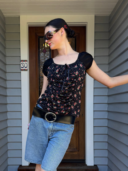 90s Floral Blouse | Size Large