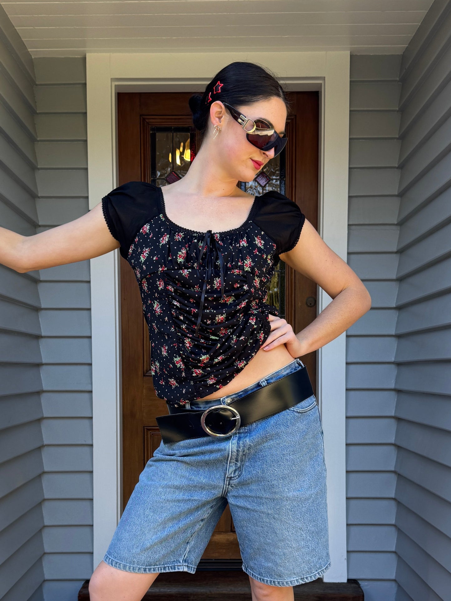 90s Floral Blouse | Size Large
