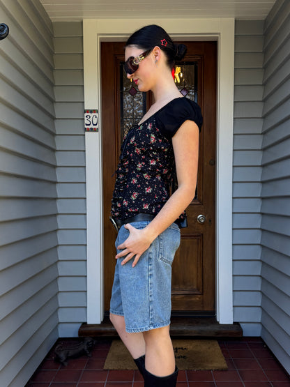90s Floral Blouse | Size Large