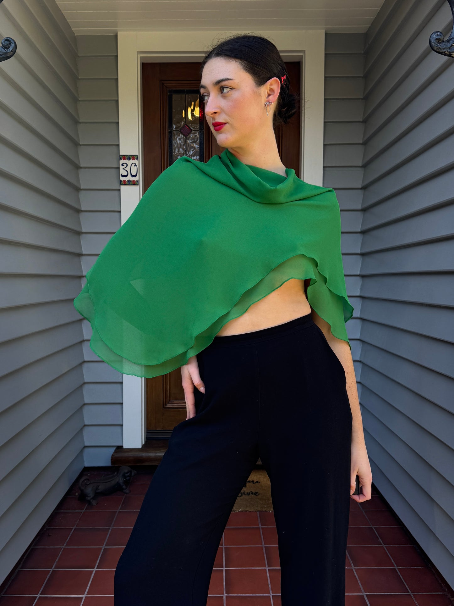 Asymmetric Green Shawl