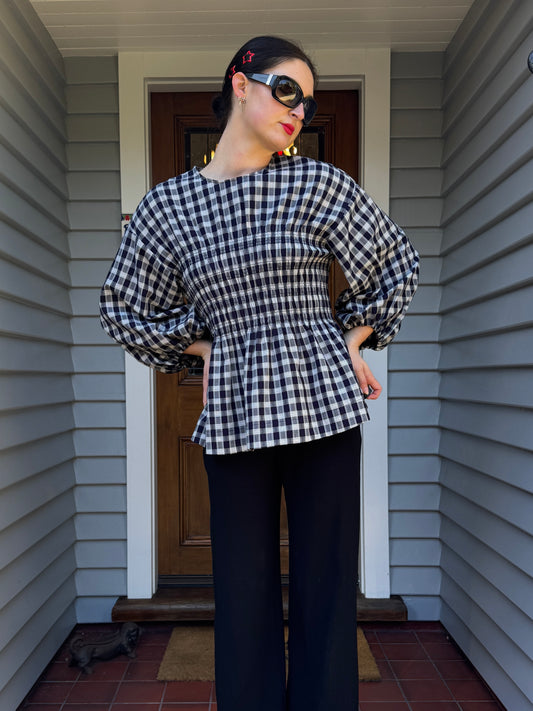 Checkered 3/4 Sleeve Blouse | Size 12-14
