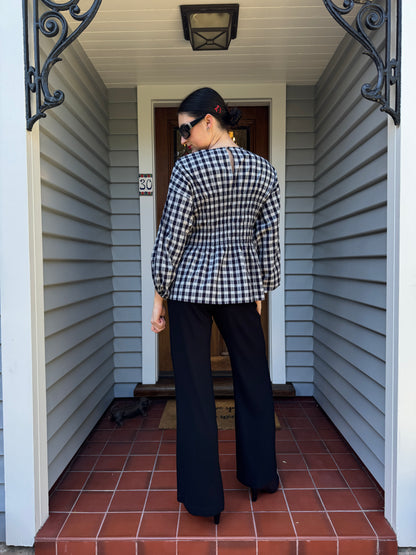 Checkered 3/4 Sleeve Blouse | Size 12-14