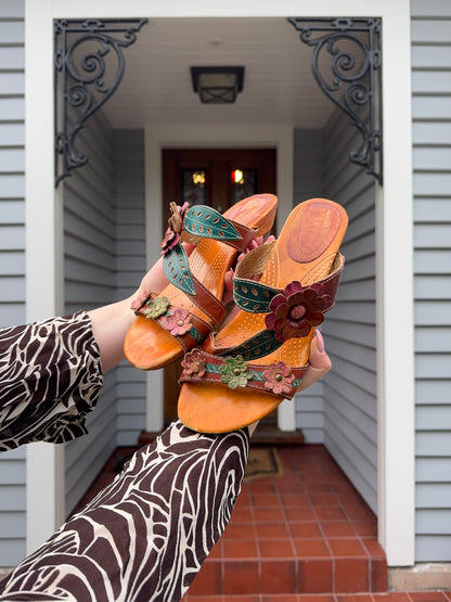 Strappy Flower Heels | Size 41