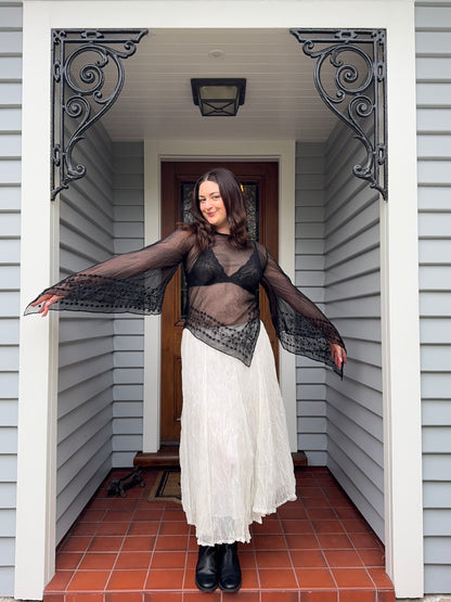 Beaded Sheer Blouse | Size M