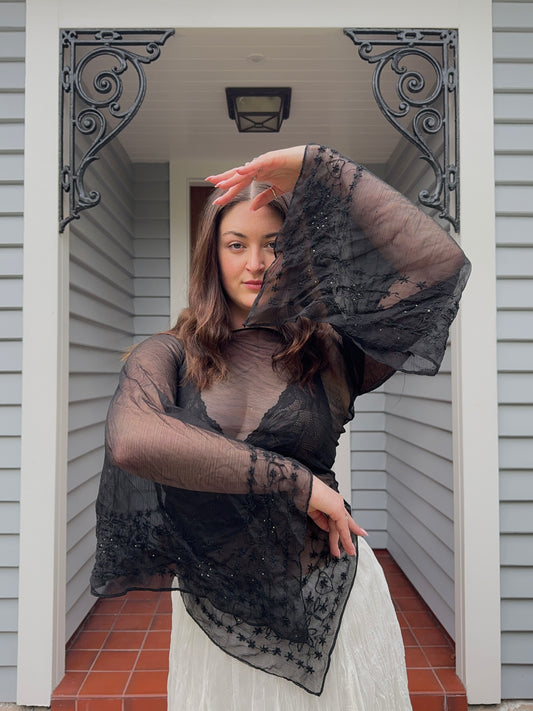 Beaded Sheer Blouse | Size M