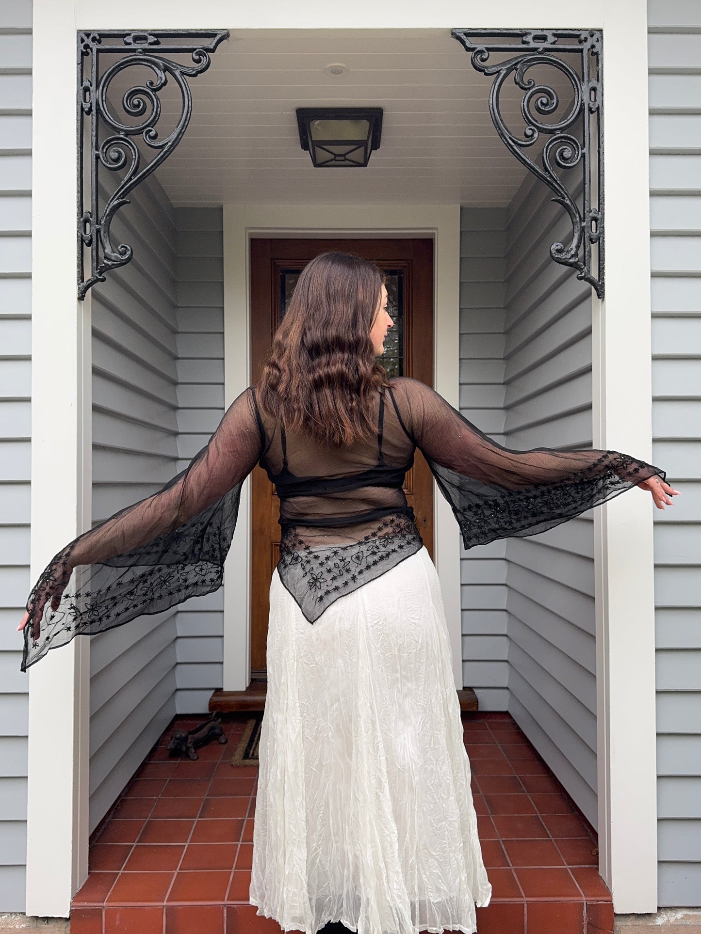 Beaded Sheer Blouse | Size M