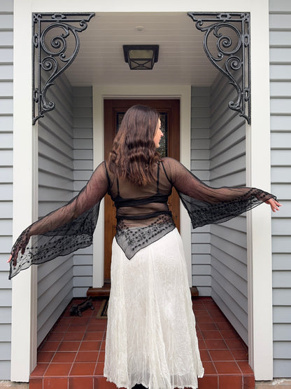 Beaded Sheer Blouse | Size M