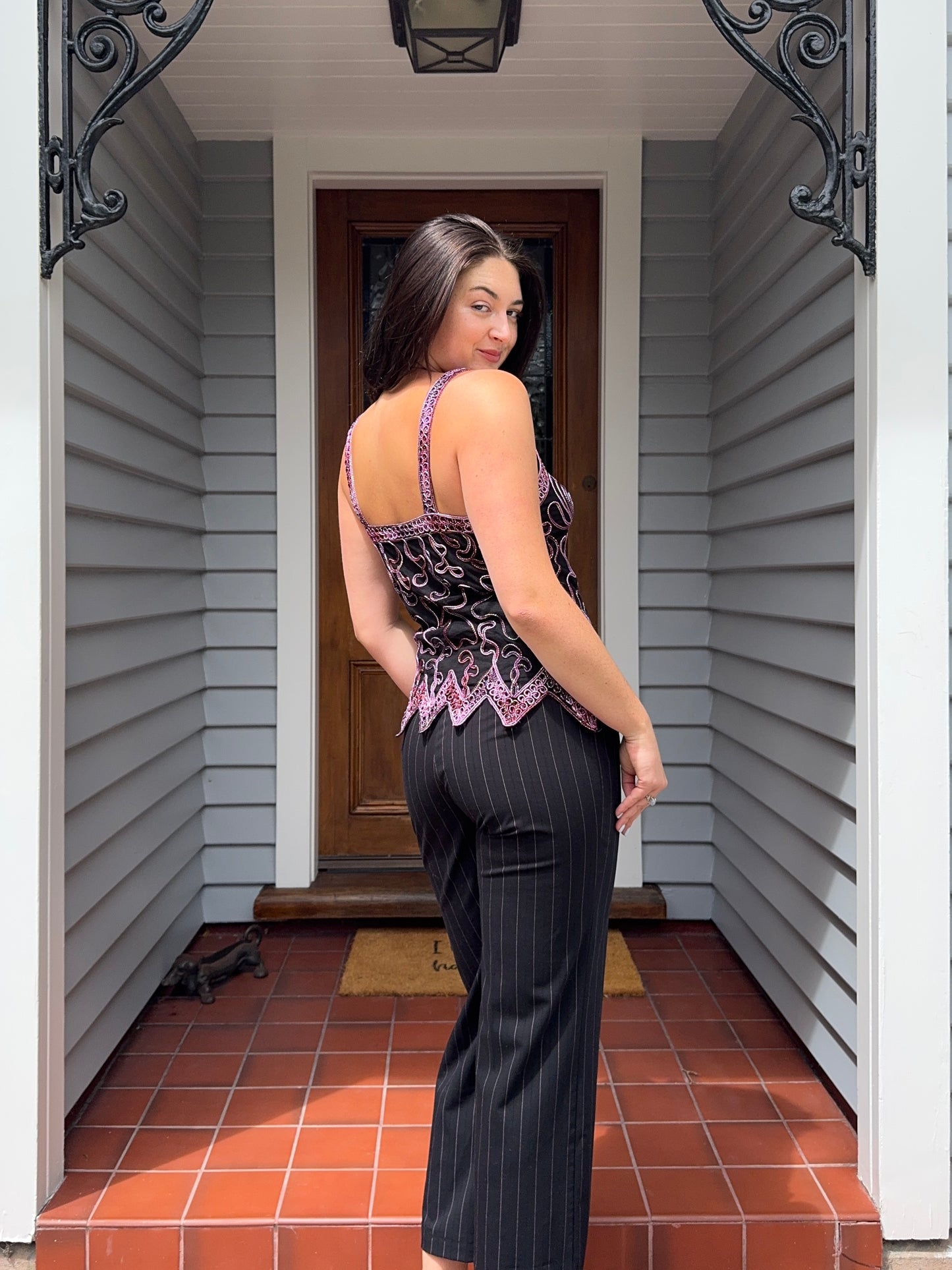 Pink Pinstripe Pants | Size 10-12