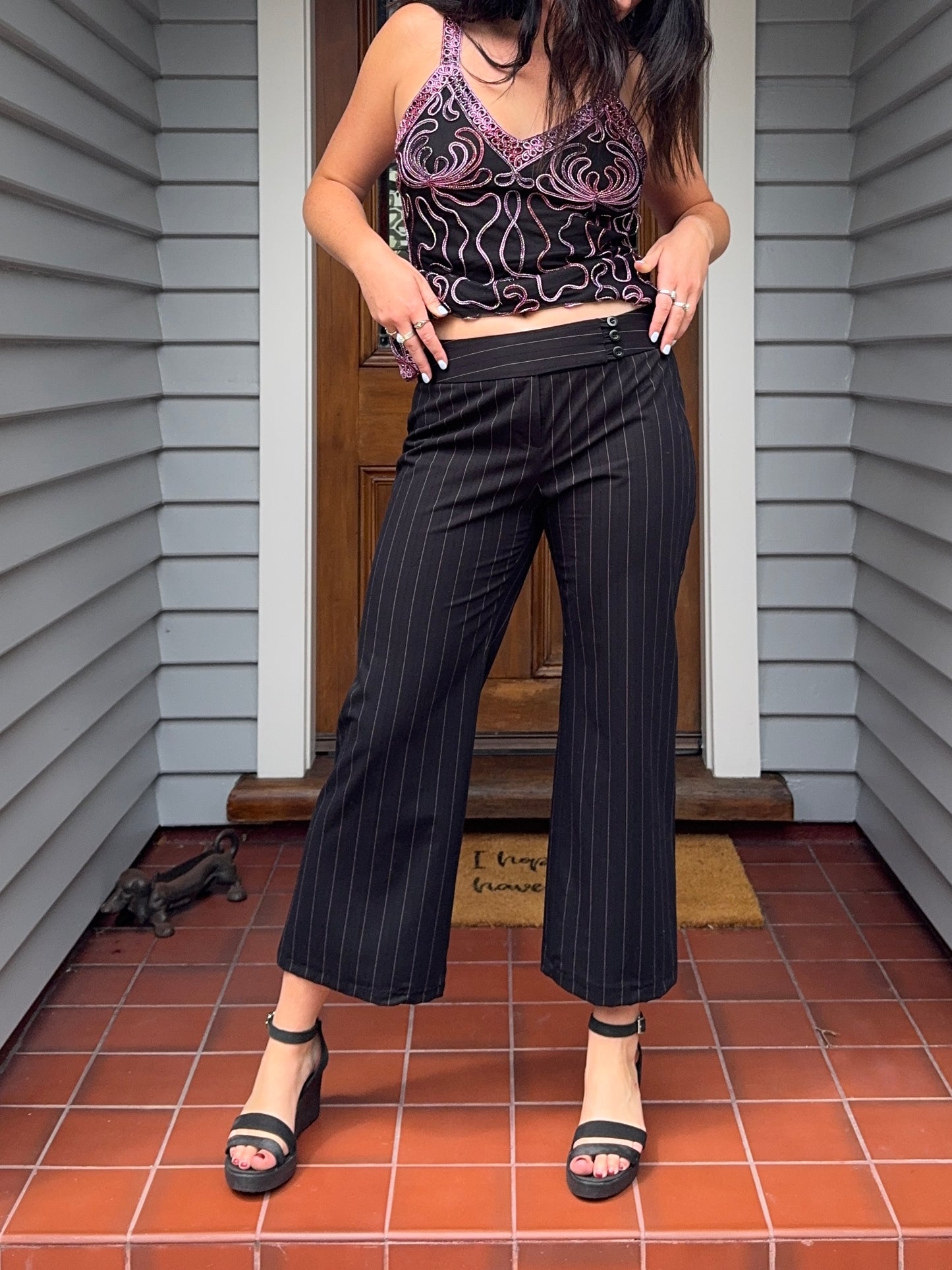 Pink Pinstripe Pants | Size 10-12