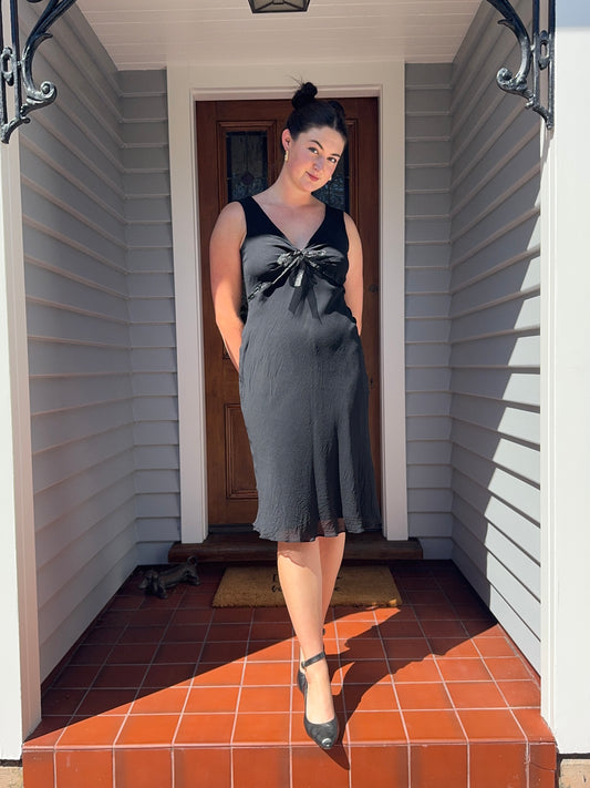 Flattering Black Midi Dress | Size 12-14