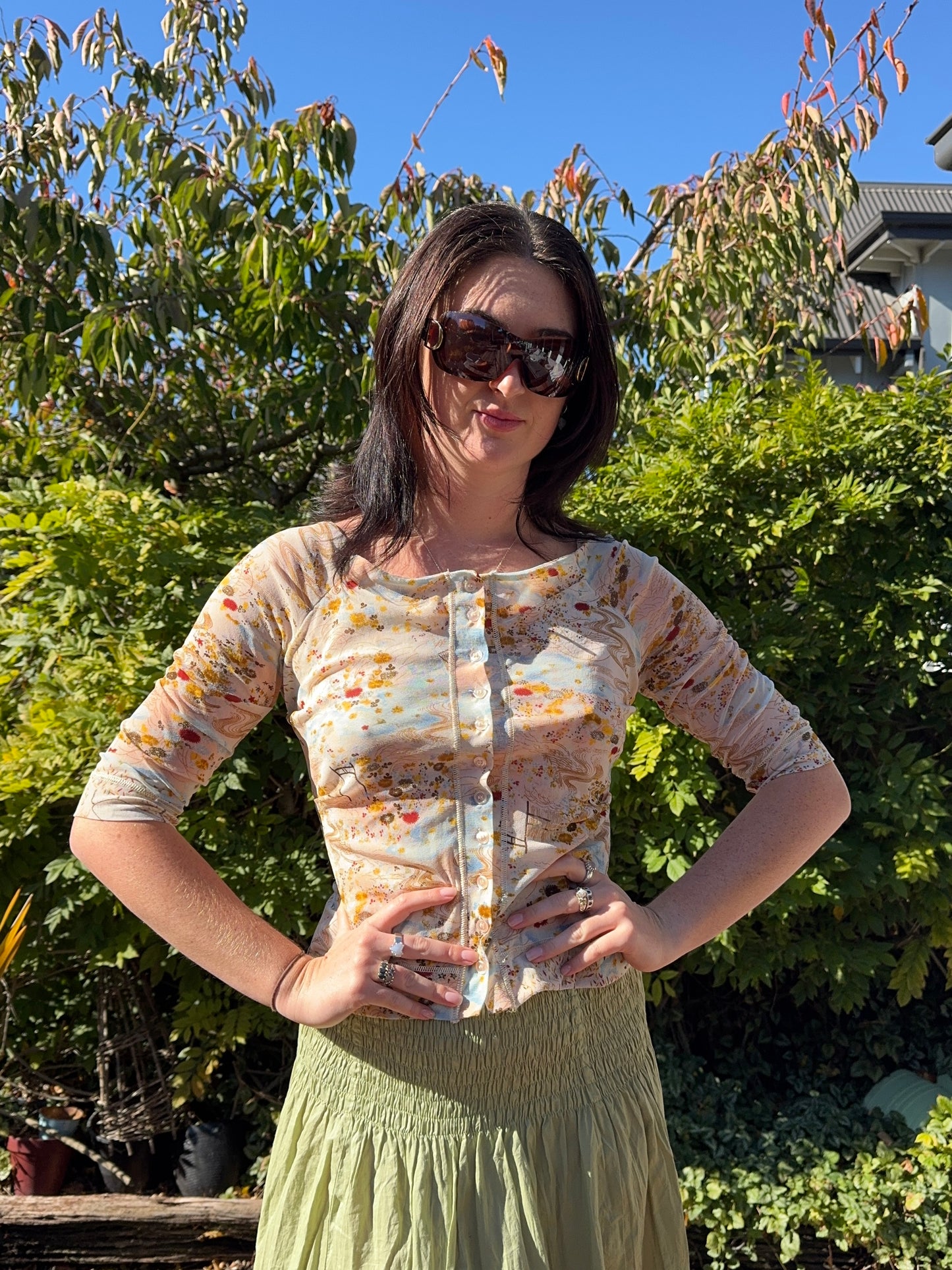 Funky patterned 3/4 Sleeve Blouse | Size 10-12