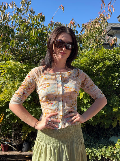 Funky patterned 3/4 Sleeve Blouse | Size 10-12