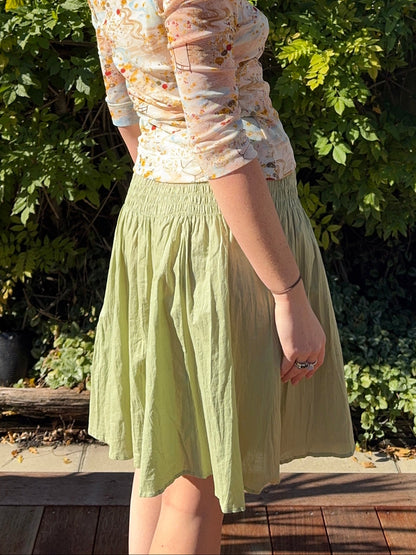 2000s Green Cotton Mini Skirt | Size L